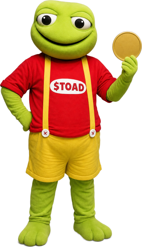 El Toad Pepe holding a gold coin